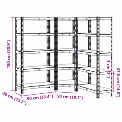 vidaXL 3 Piece 5-Layer Shelves Set Blue Steel&Engineered Wood garage shelving