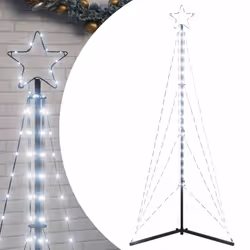 vidaXL LED Christmas Tree 363 LEDs Cold White 182 cm waterfall Xmas tree light