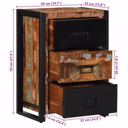 vidaXL Drawer Cabinet Multicolour 50x35x70 cm Solid Wood Reclaimed