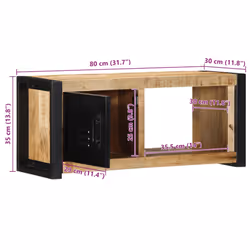 vidaXL TV Cabinet 80x30x35 cm Solid Rough Wood Mango tv stand tv sideboard