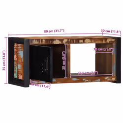 vidaXL TV Cabinet 80x30x35 cm Solid Wood Reclaimed tv stand tv sideboard
