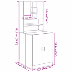 vidaXL Washing Machine Cabinets Cupboard 2 pcs Sonoma Oak Engineered wood - Additional view 3