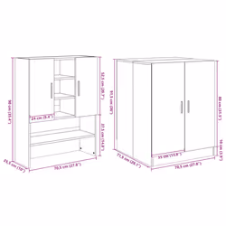 vidaXL Washing Machine Cabinets Cupboard 2 pcs Sonoma Oak Engineered wood - Additional view 9