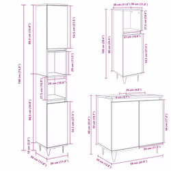 vidaXL Bathroom Furniture Set 3 Piece Sink Cabinet Sonoma Oak Engineered Wood - Additional view 10