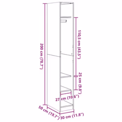 vidaXL Wardrobe Clothing Storage Hanger Clothes Cabinet Closet Engineered Wood - grey sonoma