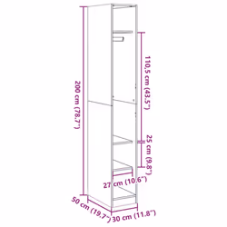 vidaXL Wardrobe Clothing Storage Hanger Clothes Cabinet Closet Engineered Wood - old wood - Additional view 7