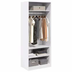vidaXL Wardrobe Clothing Storage Hanger Clothes Cabinet Closet Engineered Wood - white, 80 x 50 x 200 cm/ 3 shelves piece - Additional view 2
