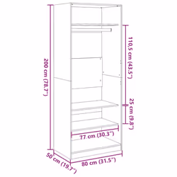 vidaXL Wardrobe Clothing Storage Hanger Clothes Cabinet Closet Engineered Wood - white, 80 x 50 x 200 cm/ 3 shelves piece - Additional view 8