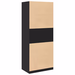 vidaXL Wardrobe Clothing Storage Hanger Clothes Cabinet Closet Engineered Wood - black, 80 x 50 x 200 cm/ 3 shelves piece - Additional view 5