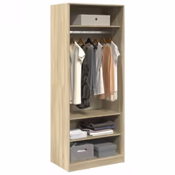 vidaXL Wardrobe Clothing Storage Hanger Clothes Cabinet Closet Engineered Wood - sonoma oak, 80 x 50 x 200 cm/ 3 shelves piece - Additional view 2