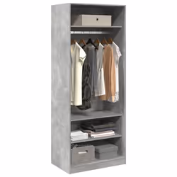 vidaXL Wardrobe Clothing Storage Hanger Clothes Cabinet Closet Engineered Wood - concrete grey, 80 x 50 x 200 cm/ 3 shelves piece - Additional view 2