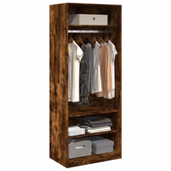 vidaXL Wardrobe Clothing Storage Hanger Clothes Cabinet Closet Engineered Wood - smoked oak, 80 x 50 x 200 cm/ 3 shelves piece - Additional view 2