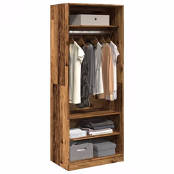 vidaXL Wardrobe Clothing Storage Hanger Clothes Cabinet Closet Engineered Wood - old wood, 80 x 50 x 200 cm/ 3 shelves piece - Additional view 2