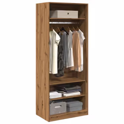 vidaXL Wardrobe Clothing Storage Hanger Clothes Cabinet Closet Engineered Wood - oak, 80 x 50 x 200 cm/ 3 shelves piece - Additional view 2