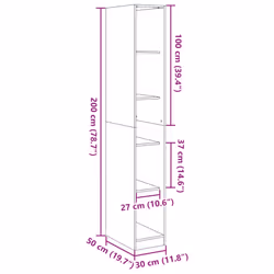 vidaXL Wardrobe Clothing Storage Hanger Clothes Cabinet Closet Engineered Wood - smoked oak, 30 x 50 x 200 cm/ 4 shelves piece - Additional view 8