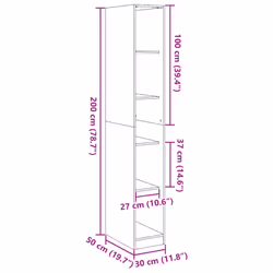 vidaXL Wardrobe Clothing Storage Hanger Clothes Cabinet Closet Engineered Wood - old wood, 30 x 50 x 200 cm/ 4 shelves piece - Additional view 8