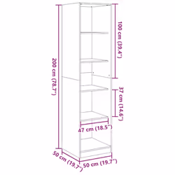 vidaXL Wardrobe Clothing Storage Hanger Clothes Cabinet Closet Engineered Wood - white, 50 x 50 x 200 cm/ 4 shelves piece - Additional view 8