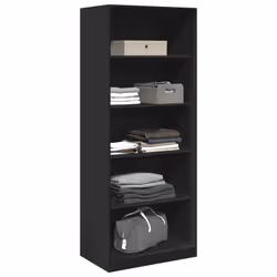vidaXL Wardrobe Clothing Storage Hanger Clothes Cabinet Closet Engineered Wood - black, 80 x 50 x 200 cm/ 4 shelves piece - Additional view 2