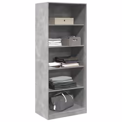 vidaXL Wardrobe Clothing Storage Hanger Clothes Cabinet Closet Engineered Wood - concrete grey, 80 x 50 x 200 cm/ 4 shelves piece - Additional view 2