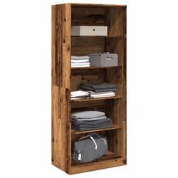 vidaXL Wardrobe Clothing Storage Hanger Clothes Cabinet Closet Engineered Wood - old wood, 80 x 50 x 200 cm/ 4 shelves piece - Additional view 2
