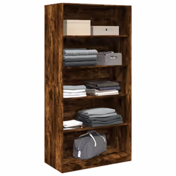 vidaXL Wardrobe Clothing Storage Hanger Clothes Cabinet Closet Engineered Wood - smoked oak, 100 x 50 x 200 cm/ 4 shelves piece - Additional view 2