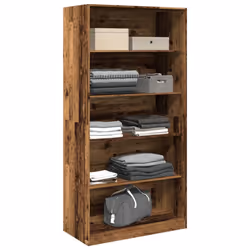 vidaXL Wardrobe Clothing Storage Hanger Clothes Cabinet Closet Engineered Wood - old wood, 100 x 50 x 200 cm/ 4 shelves piece - Additional view 2