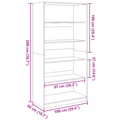 vidaXL Wardrobe Clothing Storage Hanger Clothes Cabinet Closet Engineered Wood - oak, 100 x 50 x 200 cm/ 4 shelves piece - Additional view 8