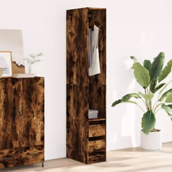 vidaXL Wardrobe Closet Clothes Storage Organiser Smoked Oak Engineered Wood