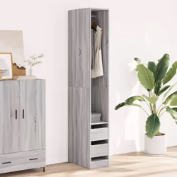 vidaXL Wardrobe Clothing Storage Hanger Clothes Cabinet Closet Engineered Wood - grey sonoma, 30 x 50 x 200 cm/ 2 drawers piece - Additional view 2