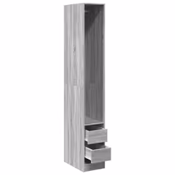 vidaXL Wardrobe Clothing Storage Hanger Clothes Cabinet Closet Engineered Wood - grey sonoma, 30 x 50 x 200 cm/ 2 drawers piece - Additional view 4