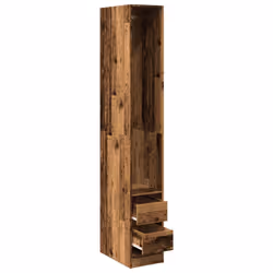 vidaXL Wardrobe Clothing Storage Hanger Clothes Cabinet Closet Engineered Wood - old wood, 30 x 50 x 200 cm/ 2 drawers piece - Additional view 4
