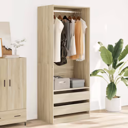 vidaXL Wardrobe Clothing Storage Hanger Clothes Cabinet Closet Engineered Wood - sonoma oak - Additional view 2