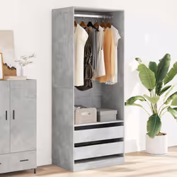 vidaXL Wardrobe Clothing Storage Hanger Clothes Cabinet Closet Engineered Wood - concrete grey