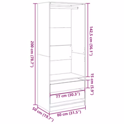 vidaXL Wardrobe Clothing Storage Hanger Clothes Cabinet Closet Engineered Wood - concrete grey
