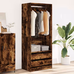 vidaXL Wardrobe Clothing Storage Hanger Clothes Cabinet Closet Engineered Wood - smoked oak - Additional view 2