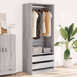 vidaXL Wardrobe Clothing Storage Hanger Clothes Cabinet Closet Engineered Wood - grey sonoma