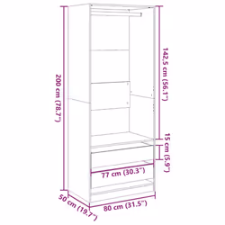 vidaXL Wardrobe Clothing Storage Hanger Clothes Cabinet Closet Engineered Wood - old wood - Additional view 9