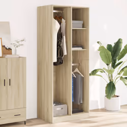 vidaXL Wardrobe Clothing Storage Hanger Clothes Cabinet Closet Engineered Wood - sonoma oak, 80 x 50 x 200 cm/ 2 shelves piece - Additional view 2