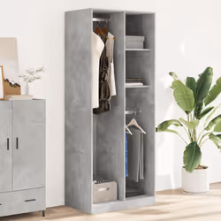vidaXL Wardrobe Clothing Storage Hanger Clothes Cabinet Closet Engineered Wood - concrete grey, 80 x 50 x 200 cm/ 2 shelves piece - Additional view 2