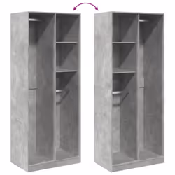 vidaXL Wardrobe Clothing Storage Hanger Clothes Cabinet Closet Engineered Wood - concrete grey, 80 x 50 x 200 cm/ 2 shelves piece - Additional view 6