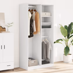 vidaXL Wardrobe Clothing Storage Hanger Clothes Cabinet Closet Engineered Wood - white, 100 x 50 x 200 cm/ 2 shelves piece - Additional view 2