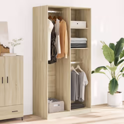 vidaXL Wardrobe Clothing Storage Hanger Clothes Cabinet Closet Engineered Wood - sonoma oak, 100 x 50 x 200 cm/ 2 shelves piece - Additional view 2