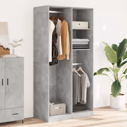 vidaXL Wardrobe Clothing Storage Hanger Clothes Cabinet Closet Engineered Wood - concrete grey, 100 x 50 x 200 cm/ 2 shelves piece - Additional view 2