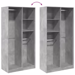 vidaXL Wardrobe Clothing Storage Hanger Clothes Cabinet Closet Engineered Wood - concrete grey, 100 x 50 x 200 cm/ 2 shelves piece - Additional view 6