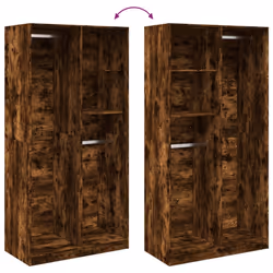 vidaXL Wardrobe Clothing Storage Hanger Clothes Cabinet Closet Engineered Wood - smoked oak, 100 x 50 x 200 cm/ 2 shelves piece - Additional view 6
