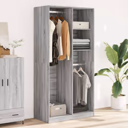 vidaXL Wardrobe Clothing Storage Hanger Clothes Cabinet Closet Engineered Wood - grey sonoma, 100 x 50 x 200 cm/ 2 shelves piece - Additional view 2
