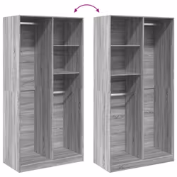 vidaXL Wardrobe Clothing Storage Hanger Clothes Cabinet Closet Engineered Wood - grey sonoma, 100 x 50 x 200 cm/ 2 shelves piece - Additional view 6