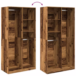 vidaXL Wardrobe Clothing Storage Hanger Clothes Cabinet Closet Engineered Wood - old wood, 100 x 50 x 200 cm/ 2 shelves piece - Additional view 6