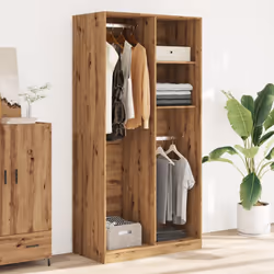 vidaXL Wardrobe Clothing Storage Hanger Clothes Cabinet Closet Engineered Wood - oak, 100 x 50 x 200 cm/ 2 shelves piece - Additional view 2