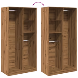 vidaXL Wardrobe Clothing Storage Hanger Clothes Cabinet Closet Engineered Wood - oak, 100 x 50 x 200 cm/ 2 shelves piece - Additional view 6